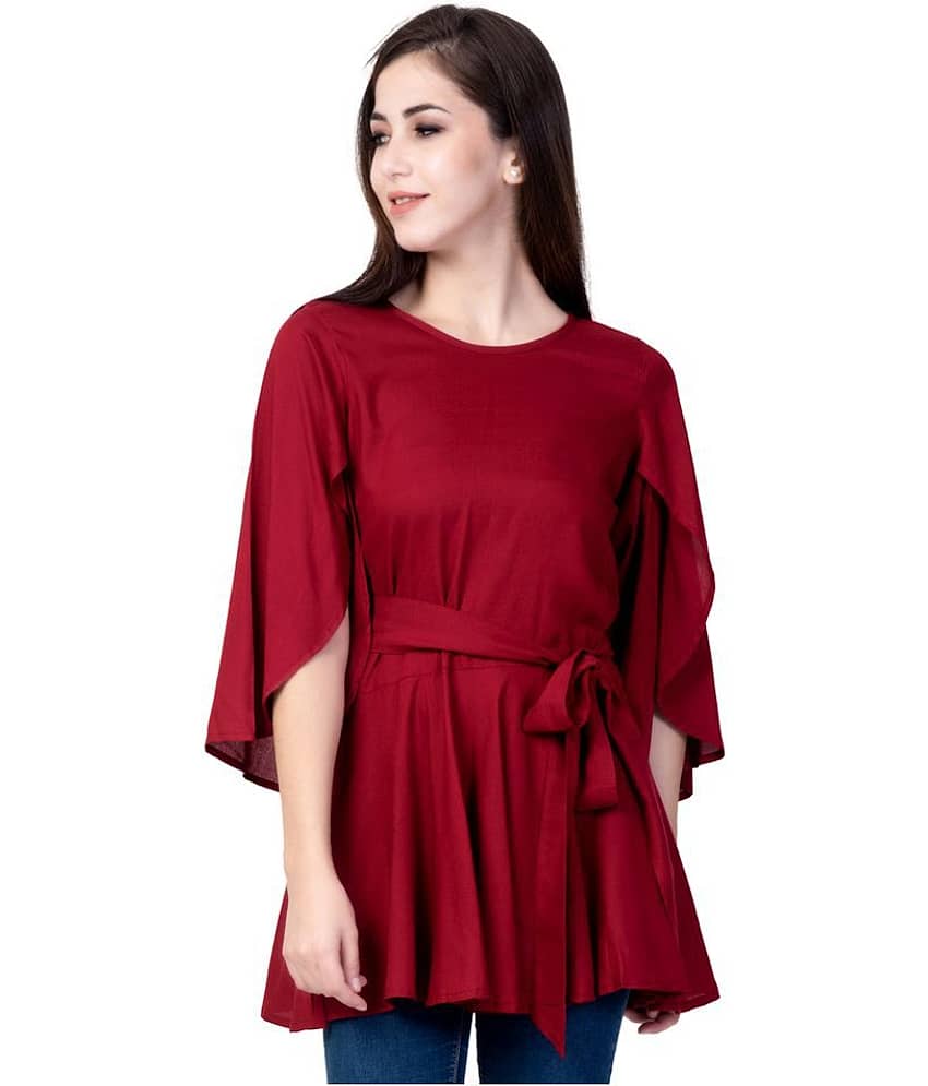 GOD BLESS Women's Rayon Regular Top ( Maroon )