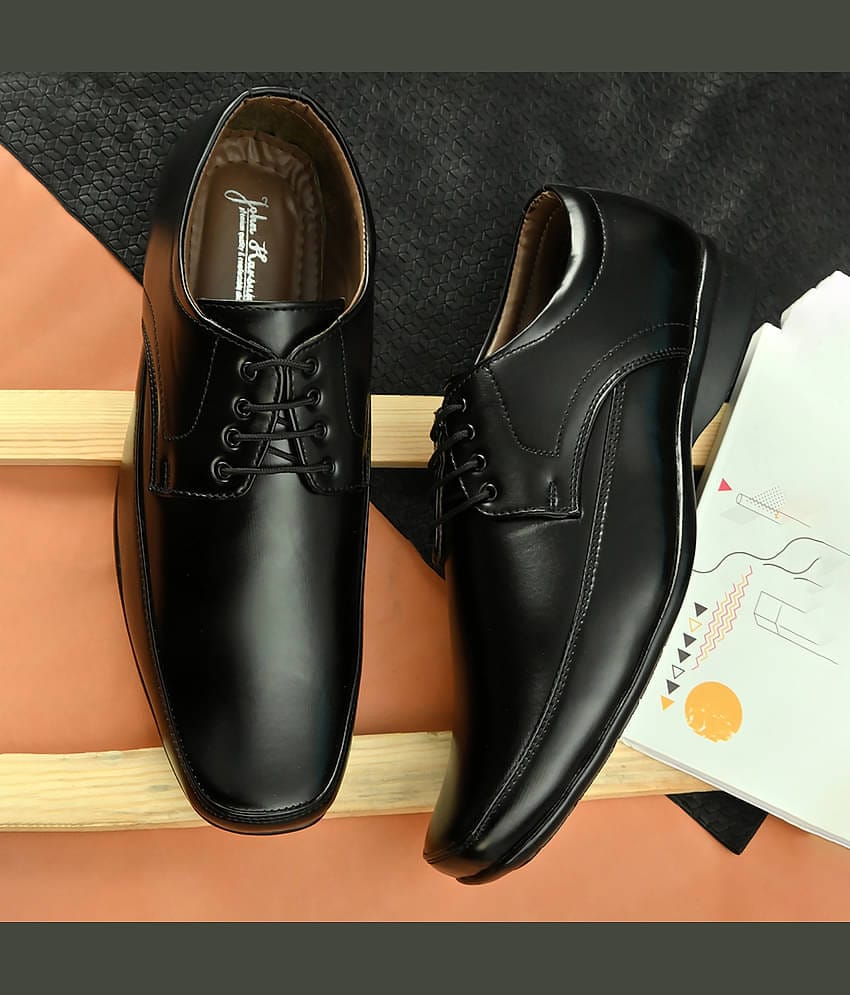 John Karsun Black Men's Derby Formal Shoes