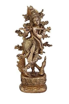 Arihant Craft� Hindu God Krishna Idol Hand Craft Showpiece � 30.5 cm (Brass, Gold) Arihant Craft� Hindu God Krishna Idol Hand Craft Showpiece � 30.5 cm (Brass, Gold)