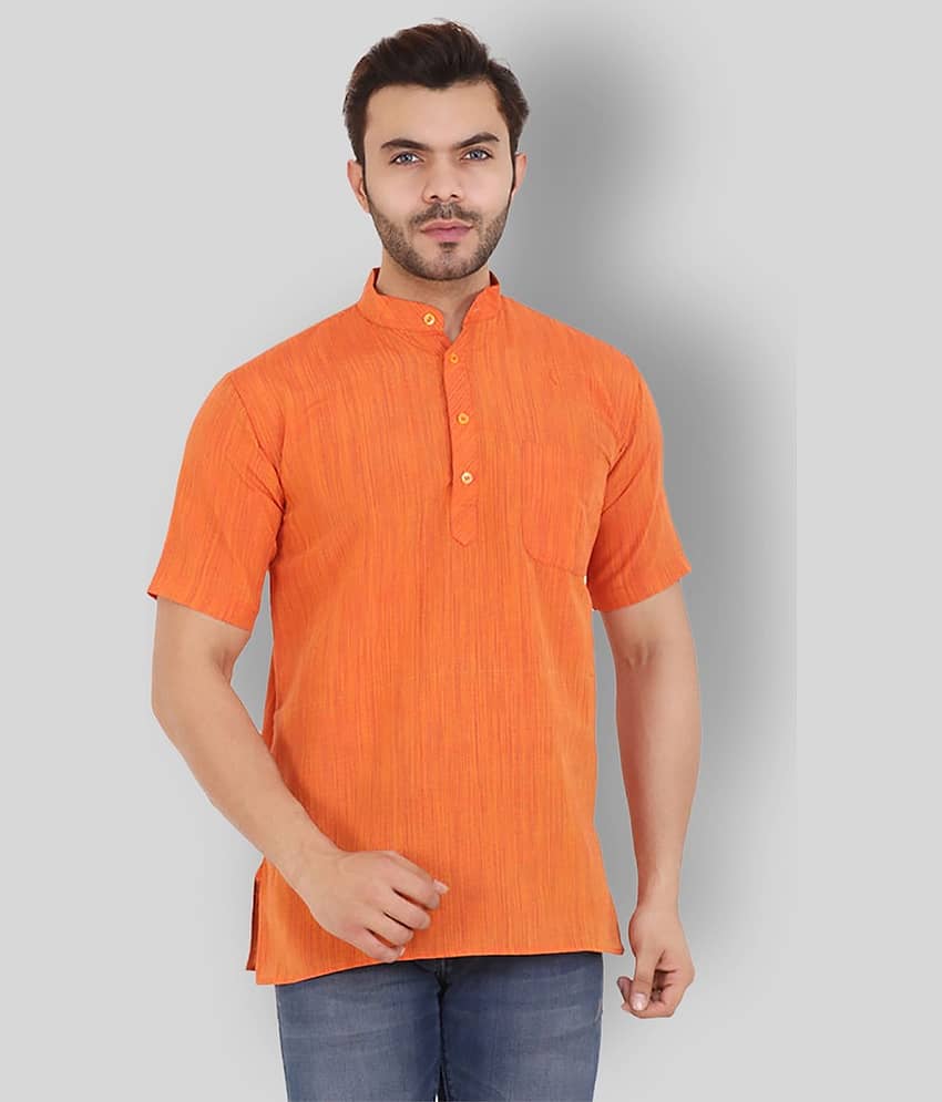Latest Chikan - Red Cotton Men's Shirt Style Kurta ( Pack of 1 )