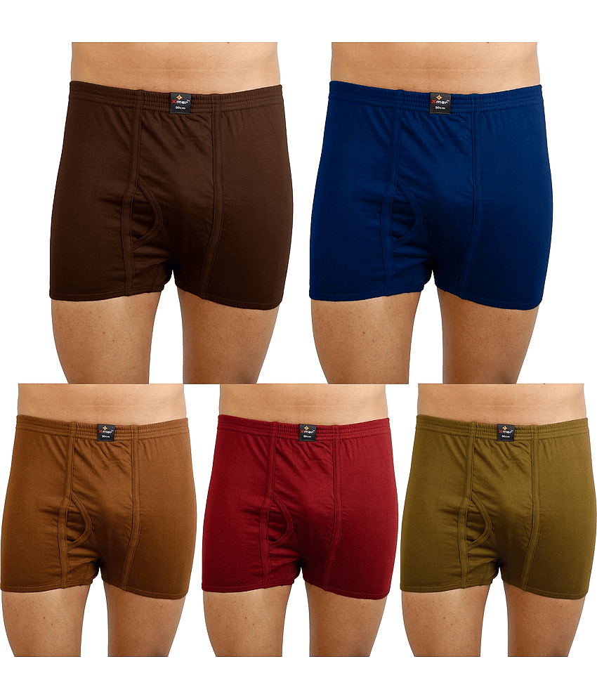 XMER Pack of 5 Cotton Trunks For Men's ( Multicolor )