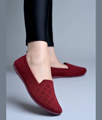 Shoetopia Maroon Women's Ethnic Ballerinas