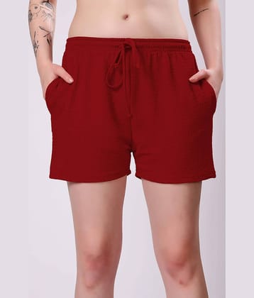 LONDON HILLS Women Polyester Regular Shorts ( Maroon )