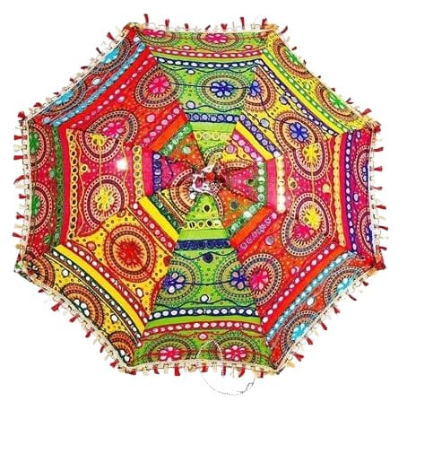 Patwari Arts Rajasthani Decorative Umbrella with Traditional Print, Handcrafted Design, Set of 6.