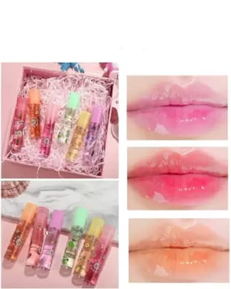 Elecsera Moisturizing Color Changing Liquid Lipsticks Transparent Peach Lip Oil fruity (Pack of: 6, 21.6 g) Multicolor