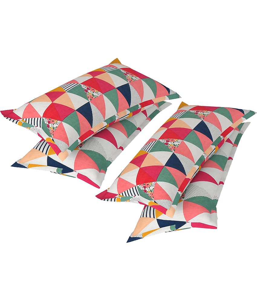 Handloomwala - Pack of 4 Poly Cotton Abstract Standard Size Pillow Cover ( 68.58 cm(27) x 43.18 cm(17) ) - Multi