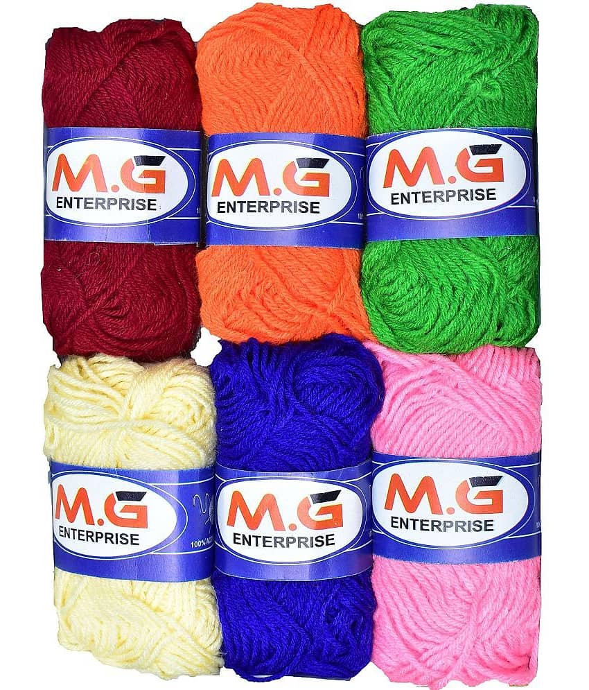 M.G ENTERPRISE 100% Acrylic Wool White M.G Wool Ball Hand Knitting Wool/Art Craft Soft Fingering Crochet Hook Yarn, Needle Knitting Yarn Thread Dyed ?