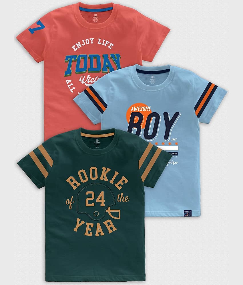 CODEZ Pack of 2 Boys Cotton Blend T-Shirt ( Multicolor )