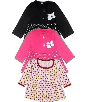 Babeezworld Pack of 3 Baby Girls Cotton Dress ( Multi )