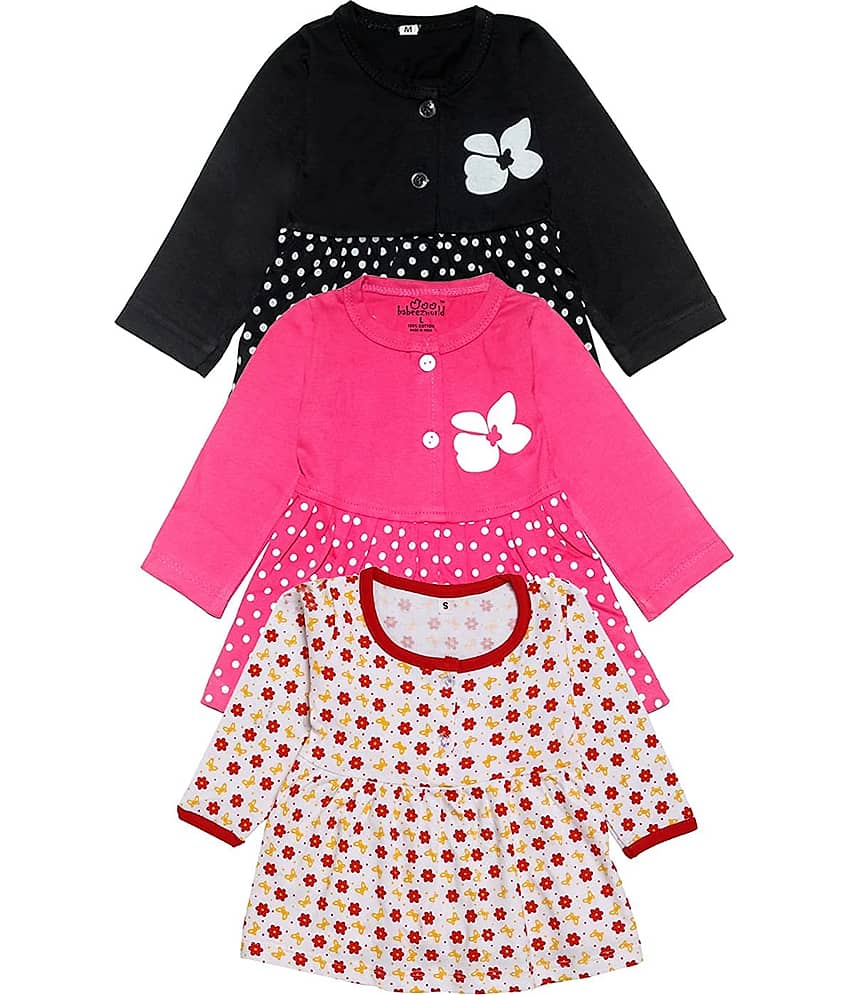 Babeezworld Pack of 3 Baby Girls Cotton Dress ( Multi )