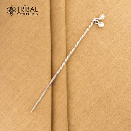 Artisan handmade silver hair pin solid 925 hammered design jingling sticks hair jewelry su1359