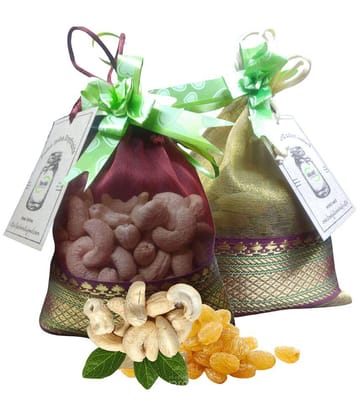Paleo India 400g Gifts Potli Dry Fruits Gifts Pack Cashews Kaju 200g Raisins Kishmish 200g