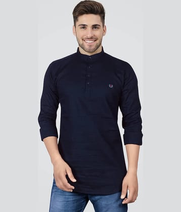 JB JUST BLACK Navy Linen Men's Shirt Style Kurta ( Pack of 1 )