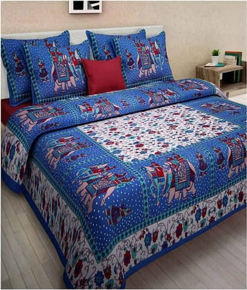 Uniqchoice Cotton Double Bedsheet ( Blue )