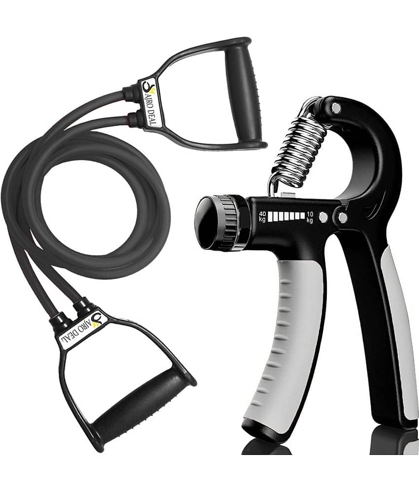 AJRO DEAL Double Resistance Toning Band & Adjustable Hand Grip Strengthener for Exercise/Stretching, Forearm Exercise