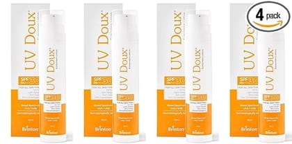 Brinton UvDoux Sunscreen Lotion with SPF 30 in Oil Free Formula| Light Weight & Non Greasy Sunscreen|Protection against UVA/UVB Rays| 50 ML x Pack of 4