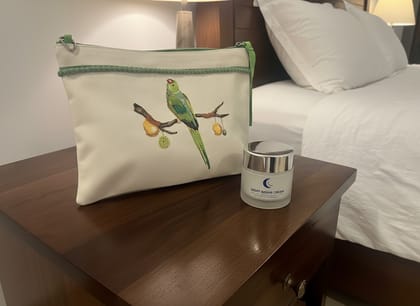 Ivvory Handcrafted Parrot Printed Utility Pouch (25cm x 18cm) | Hand Embroidered Multipurpose Organizer | Travel Accessory