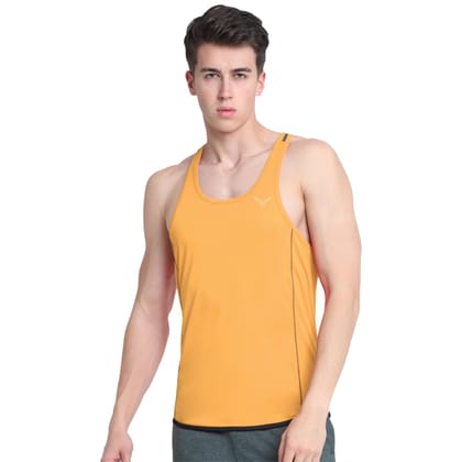 Invincible Men's Fitness Stringer Vest-Neon Orange / 2XL