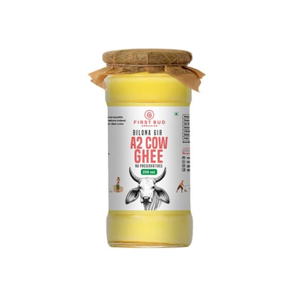 First Bud Organics Bilona Gir A2 Desi ghee- Glass jar pack 250 ML |  Traditional Bilona Gir Method