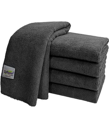 SOFTSPUN Microfiber Cloth - 5 pcs - 40x40 cms - 340 GSM Grey- Thick Lint & Streak-Free Multipurpose Cloths - Automotive Microfibre Towels for Car Bike Cleaning Polishing Washing & Detailing