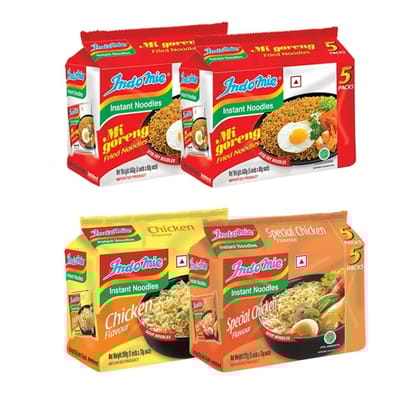 Indomie Combo Of Mi Goreng (20 Packets) Special Chicken And Chicken Flavour, 10 Packets Each Powder