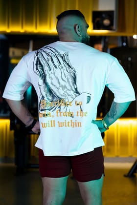SACRIFICE TO WIN "PREMIUM" OVERSIZED T-SHIRT (WHITE)-S