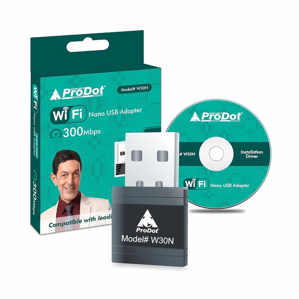 ProDot USB WiFi Adapter, 300Mbps 2.4GHz PC WiFi Adapter Nano Size WiFi Dongle, Wireless Network Adapter for Desktop, PC, Laptop, Supports Windows and MacOs