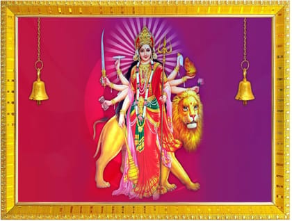 NOKKES Sherawali maa veshno maa durga maa photo Golden 5X7 Inch Photo Frame_AQW12