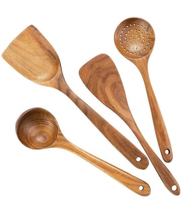 TFS - Brown Wood Mixing Spatula ( Pack of 4 )