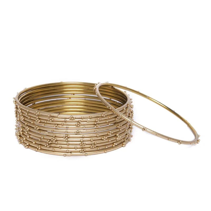 Gold-Plated Oxidized Bracelet Bangles Set