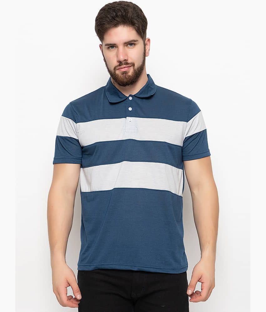 Emerald Pack of 1 Cotton Blend Regular Fit Colorblock Half Sleeves Men's Polo T Shirt ( Blue )