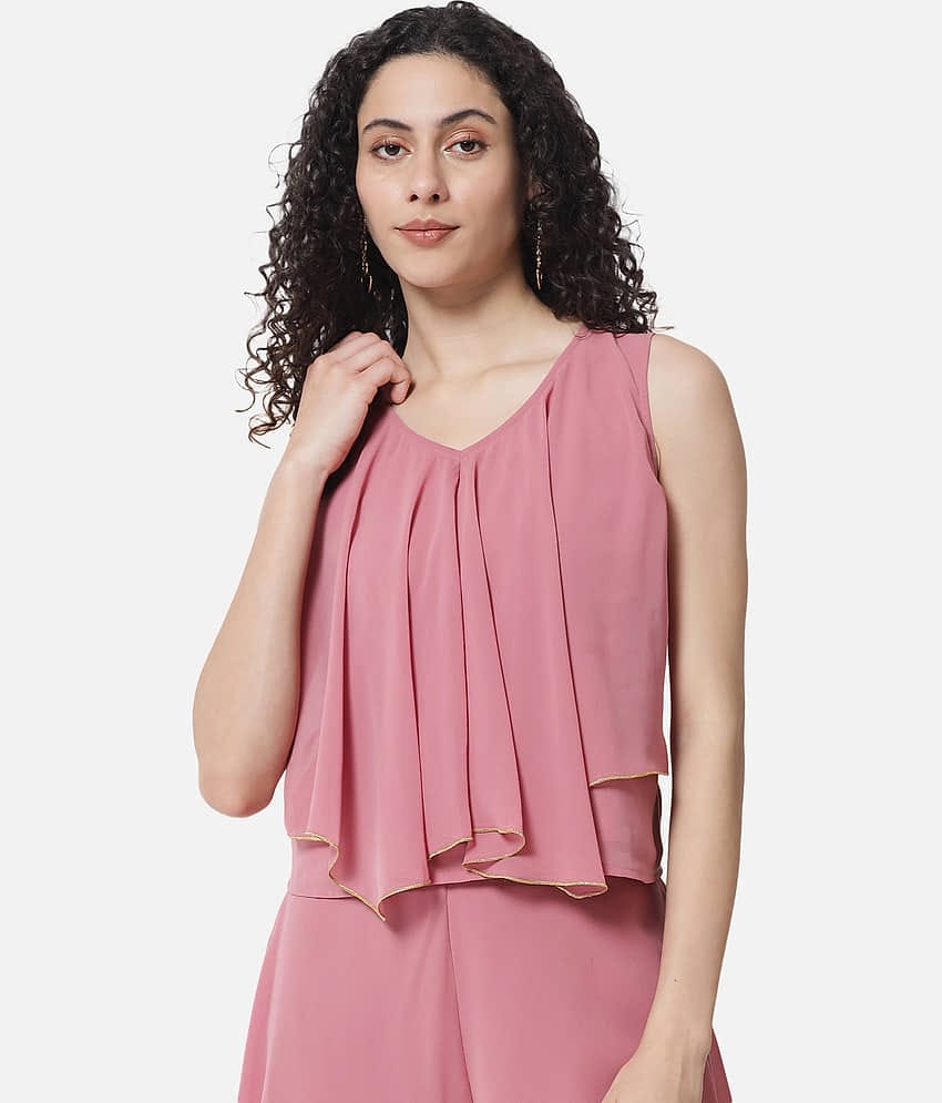 ALL WAYS YOU Women's Georgette Regular Top ( Pink )