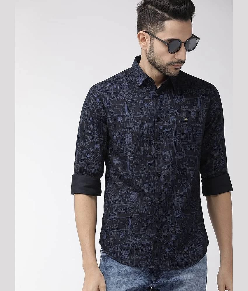 The Indian Garage Co Men Black Slim Fit Printed Casual Shirt - None