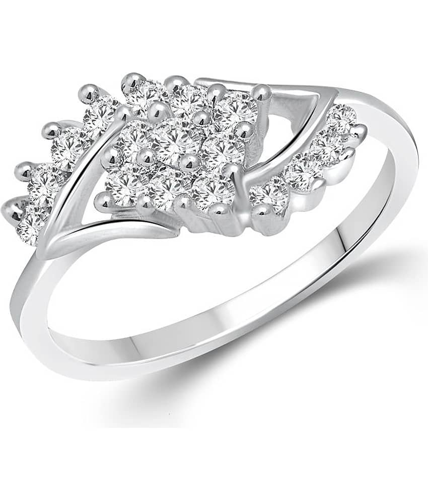 Vighnaharta Classic South Trendy CZ Rhodium Plated Ring