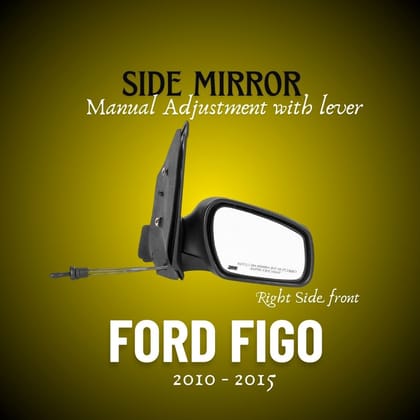 RMC Car side mirror suitable for Ford Figo with lever (2010-2015) (ABS & Glass) | Non Auto Fold | manually operated (Black) RIGHT SIDE (DRIVER SIDE)