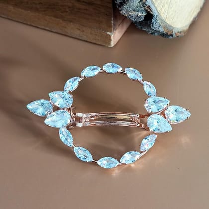 Trendisia Elegant Teardrop Crystal Hair Clip  Rose Gold Round Barrette with Zircon Stones for Women & Girls