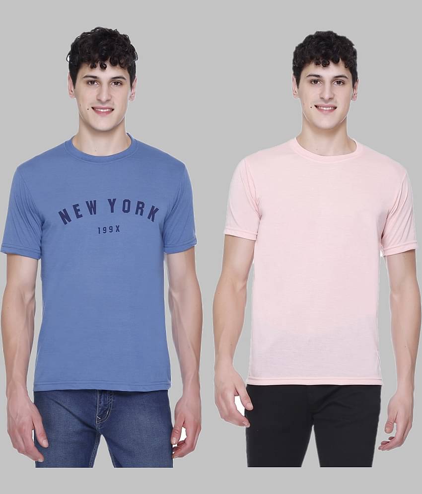 HVBK Pack of 2 Cotton Blend Regular Fit Men's T-Shirt ( Black )