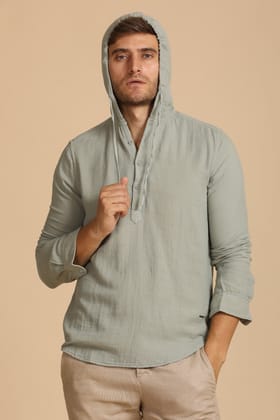 Zevin - Double Layered Hooded Shirt - Pista-XL-44 / PISTA