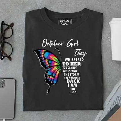 October Girl Exclusive Premium Birthday T-shirt for Women-Black / S