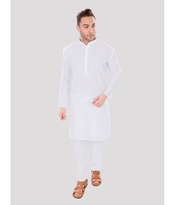 Maharaja - White Cotton Regular Fit Men's Kurta Pyjama Set ( Pack of 1 )