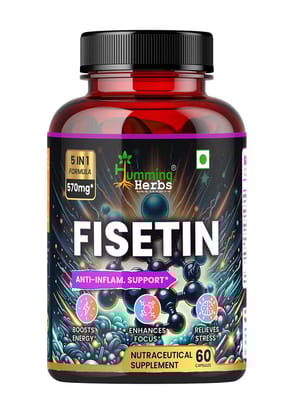 Humming Herbs Fisetin 570mg Advanced Formula - Anti-Inflammatory & Antioxidant Support Supplement with EGCG, Curcuminoids, N-Acetyl Cysteine, Astaxanthin - Energy Boost & Focus