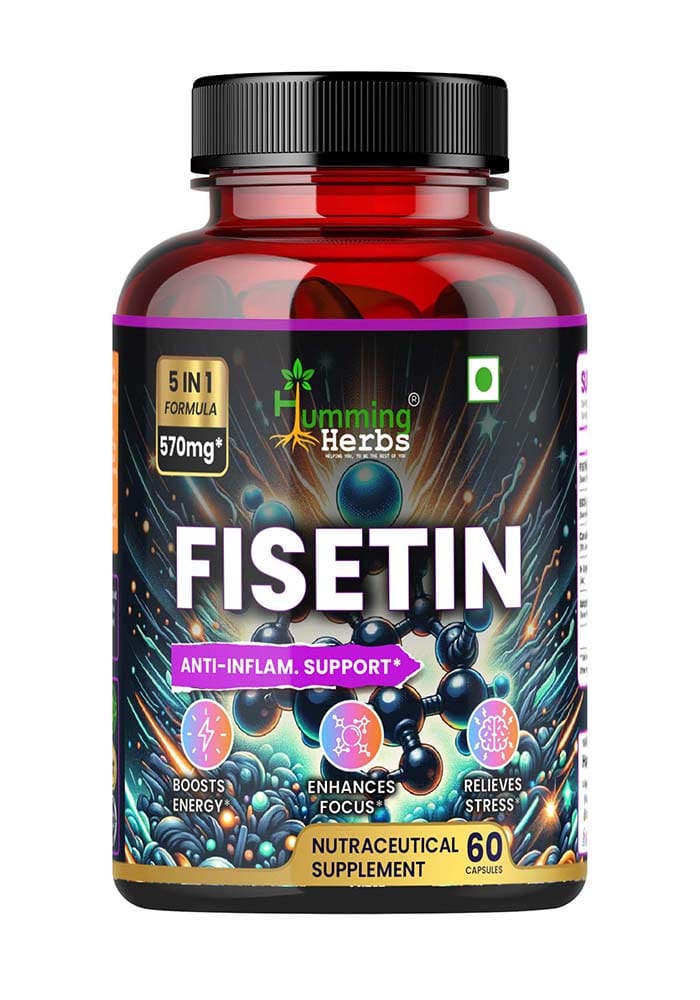 Humming Herbs Fisetin 570mg Advanced Formula - Anti-Inflammatory & Antioxidant Support Supplement with EGCG, Curcuminoids, N-Acetyl Cysteine, Astaxanthin - Energy Boost & Focus