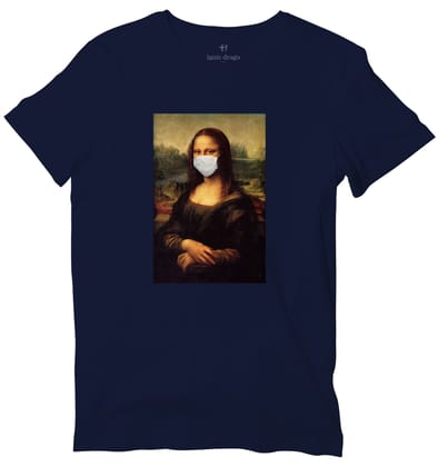 Mona Lisa Social Distancing Art T-shirt-36 - XS / Navy Blue