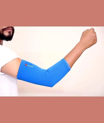 FAZTER Premium Unisex Compression Elbow Sleeves For Tendonitis , With 4D Stretch (1 Pair) Elbow Support (Blue) - None