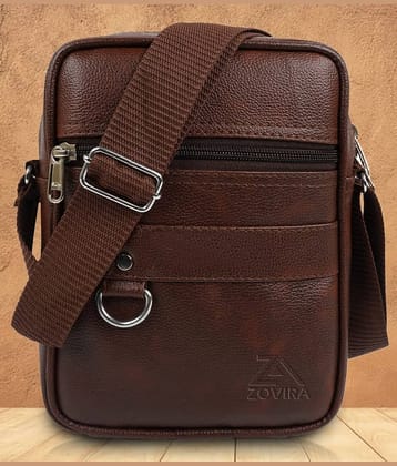 Zovira Brown Solid Messenger Bag