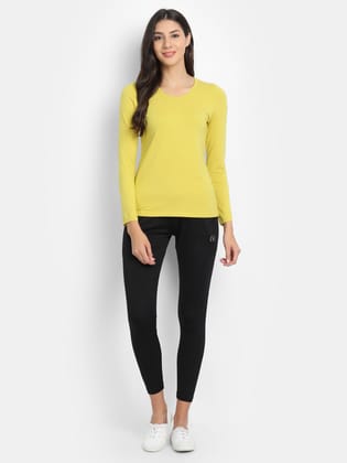 Bamboo Fabric Women's Full Sleeves T-Shirt | Yellow Bamboo Fabric Women's Full Sleeves T-Shirt | Yellow