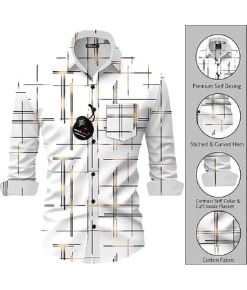 MAN'S SUITUP Viscose Regular Fit Printed Full Sleeves Men's Casual Shirt - White ( Pack of 1 )