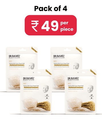 DR.RASHEL Rice Water Sheet Mask for Deep Hydration Suits All Skin Types 20 gm each ( Pack of 4)