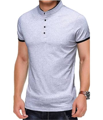 Alexender Cotton Regular Fit Solid Half Sleeves Men's Mandarin Collar T-Shirt - White ( Pack of 1 )