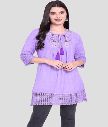 PP Kurtis Women's Rayon A-Line Top ( Purple )